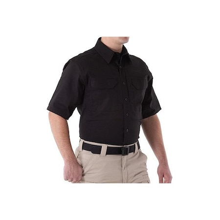 First Tactical Short Sleeve Shirt, 35% Cotton, 65% Polyester, Button, 2 Pocket(s), Black, 3XL 112007