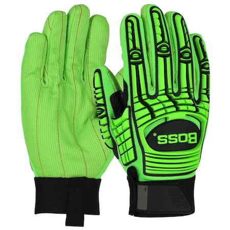 Boss Green Corded Cotton Palm and Spandex Back, TPR Impact Protection 22105