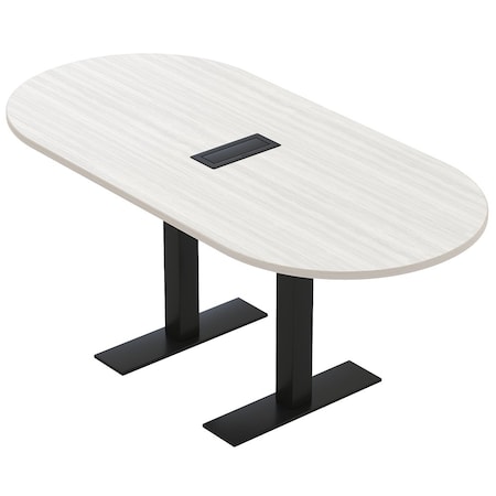 Skutchi Designs 6ft Racetrack Conference Table With Power | Harmony Series | 6 Person Meeting Room Table HAR-RAC-36X72-T.BK-WA7976-EBLK