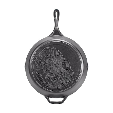 Lodge Wildlife Series 13.25 Inch Cast Iron Turkey Skillet, 2PK L12SKWLTKY