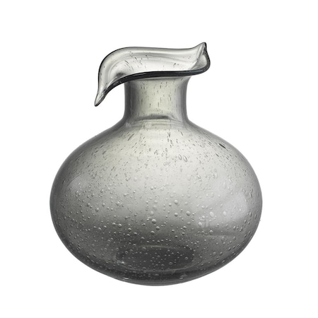 Homeroots 9" Light Gray Bubble Glass Round Table Vase 565474