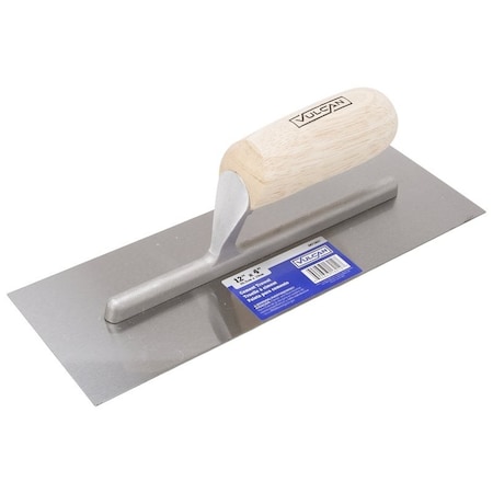 Vulcan Cement Trowel, 12 in L Blade, 4 in W Blade, Right Angle End, Ergonomic Handle, Wood Handle 16212