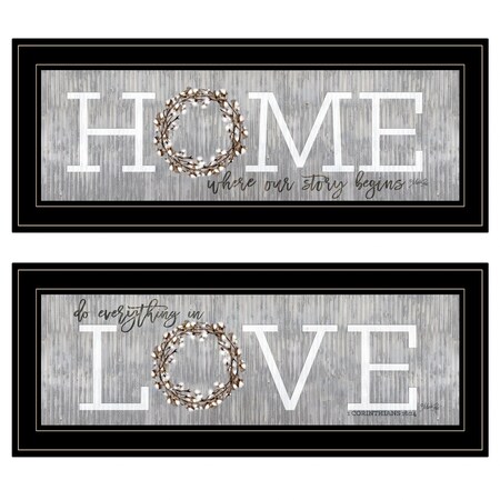 Homeroots Set Of Two Where Our Story Begins 2 Black Framed Print Wall Art, 2PK 406104
