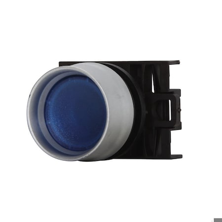 Eaton 22.5 mm Modular Pushbutton Operator, RQM-Titan, Flush, Blue Actuator, Silver bezel M22-DGL-B