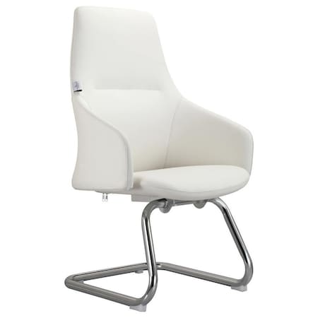 Leisuremod Celeste Office Chair in Upholstered Leather and Iron Frame, White CGO20WL
