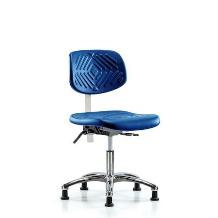 Blue Ridge Ergonomics Poly Clean Room Chair, Desk, Tilt, Glides, Blue BR-NCR-PDHCH-CR-T1-A0-RG-BLU