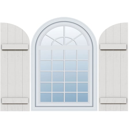 Ekena Millwork Rustic 4 Board Joined Board-n-Batten Faux Wood Shutters w/Quarter Round Arch Top, 21 1/2W x 36H, PR FBJ06Q21X036RUF
