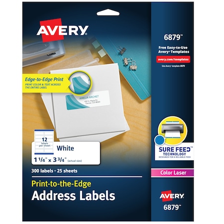 Avery Labels, Matte, Mailing, 3-3, PK300 6879