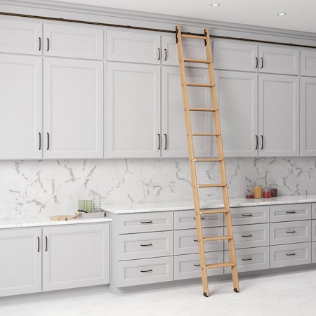 Quiet Glide 9.92 ft. Red Oak No Wheel Bronze Hook Removable Ladder, 12 ft. Rail QG.330-10RO-12-H.07