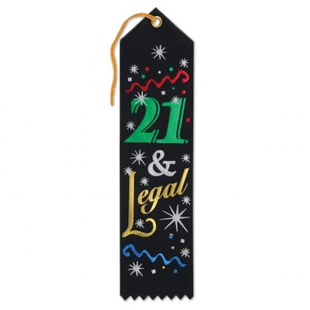 Goldengifts 21 & Legal Award Ribbon - Black - 2 x 8 in. GO3350755