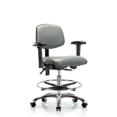 Blue Ridge Ergonomics Vinyl Chair, Vinyl, Adjustable Arms BR-VMBCH-CR-T0-A1-CF-CC-8840