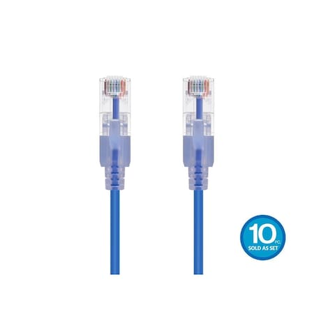 Monoprice Slim Cat6A Cable, PK10, 1 ft.Blue 15150