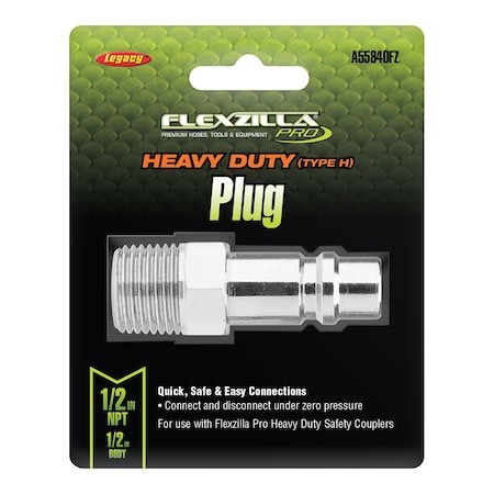 Flexzilla Pro Heavy Duty Plug, 1/2" MNPT, 1/2" Bod A55840FZ
