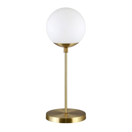 Homeroots 21" Brass Metal Globe Table Lamp With Clear Globe Shade 524466