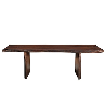 Homeroots 72" Dark Brown Solid Wood Removable Leaf Double Pedestal Base Extendable Dining Table 554341