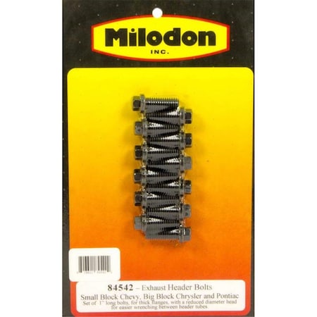 Milodon 84542 Header Bolt Kit - Small Block Chevy 6 Point - 0.37 x 1 in. MIL84542
