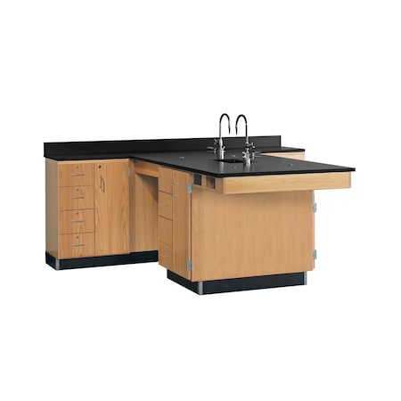 Diversified Spaces Perimeter Workstation, Oak, Wood Frame, 90 in W, Red 2836K