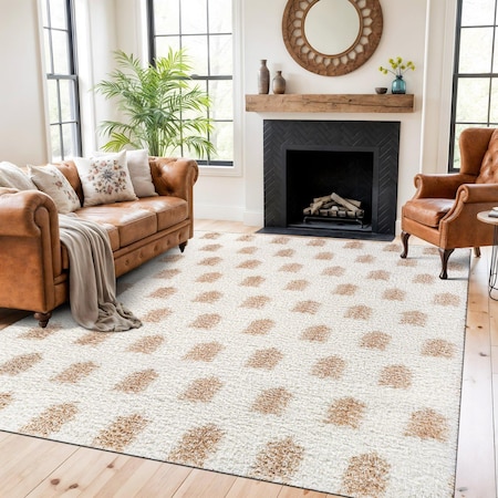 World Rug Gallery Scandinavian Arrow Shag Area Rug 7 ft 10 in x 10 ft Beige WR126BEIGE8X10