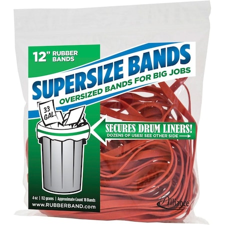 Alliance Rubber 08994 SuperSize Bands Large 12 Heavy Duty Latex Rubber Bands For Oversized Jobs, Red, 18PK ALL08994
