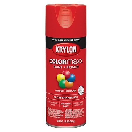 Krylon Enamel Spray Paint, Gloss, Banner Red, 12 oz, Can K05503007