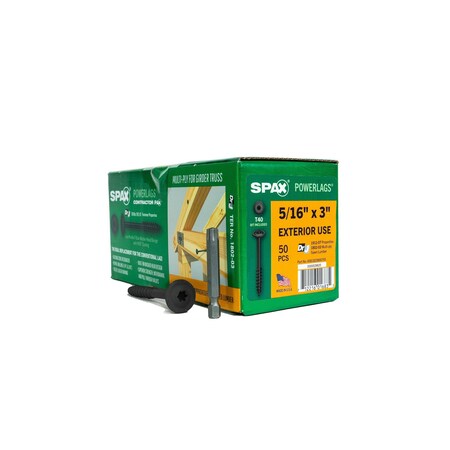 Spax 5/16 in x 3 in Exterior Structural Wood Lag Screws Powerlags Washer Head T-Star, 50PK 4581820800765