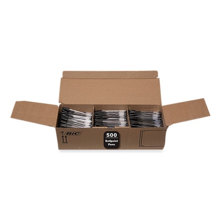 Bic Cristal Xtra Smooth Ballpoint Pen, Stick, Medium 1 mm, Black Ink, Clear Barrel, 500PK MS500E-BLK