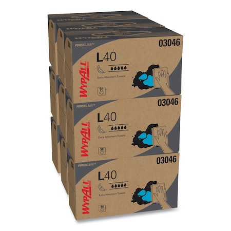 Wypall L40 Towels, POP-UP Box, White, 10 4/5 x 10, 90/Box, PK9 03046