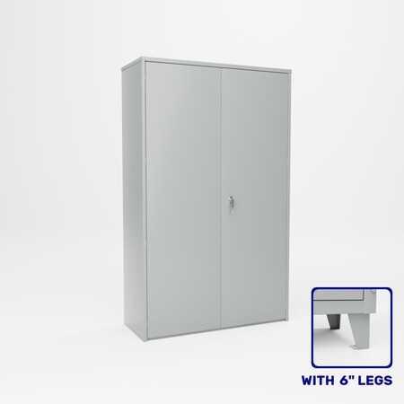 Pucel Heavy Duty Storage Cabinet with 6 in Legs, 48 in W x 19 in D x 84 in H, Gray HDSC-4878-19-4L