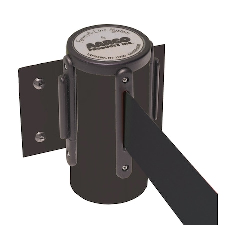 Aarco Form-A-Line System, Wall Mounted Retractable Belt w/ a Black Casing, 7' Black Belt WM-7BKBK