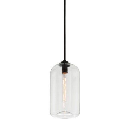 Troy Lighting District 1 Light Pendant 8 In. Soft Black/Clear F5561-SBK