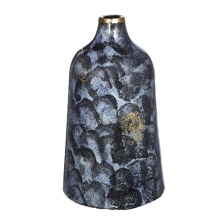 Homeroots 12" Blue And Gold Abstract Bud Glass Table Vase 574236