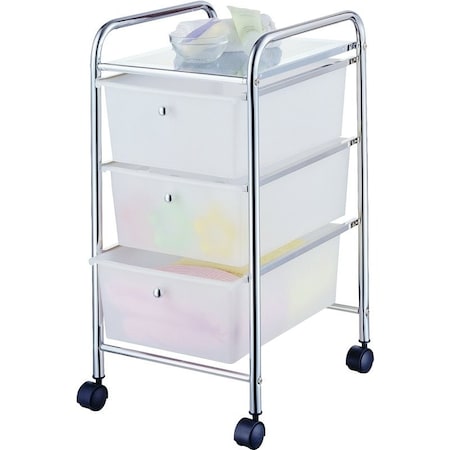 Simple Spaces Storage Cart, 15-3/8 in OAW, 25-5/8 in OAH, 13 in OAL, 3-Shelf, White Shelf G003-CH