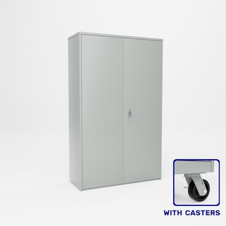 Pucel Heavy Duty Storage Cabinet with Casters, 48 in W x 84 in H x 19 in D, Putty HDSC-4878-19-4C