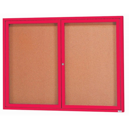 Aarco Illuminated Enclosed Bulletin Board w/ Red Powder Coated Al Frame, 48''Hx60''W DCC4860RIR