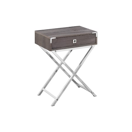 Homeroots 24" Silver And Deep Taupe Wood And Metal End Table With Drawer 333262