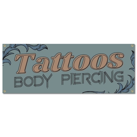 Signmission Tattoos Piercing, 18 Inch, Banner B-30427