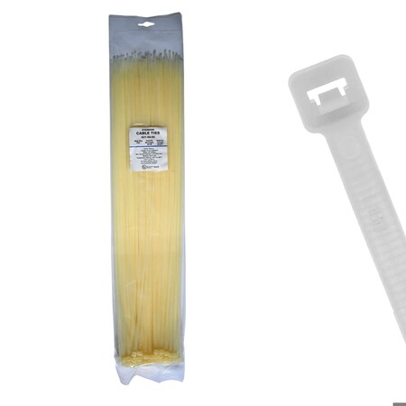 Cable Ties Unlimited Cable Tie, 21 in L, 50 lb Strength, 6.1 in Max Bundle Dia, Nylon 6/6, Natural, 100PK S21-50-9C