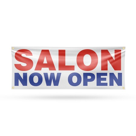 Signmission Salon Now Open, 18 Inch x 48 Inch, Vinyl Banner B-30848