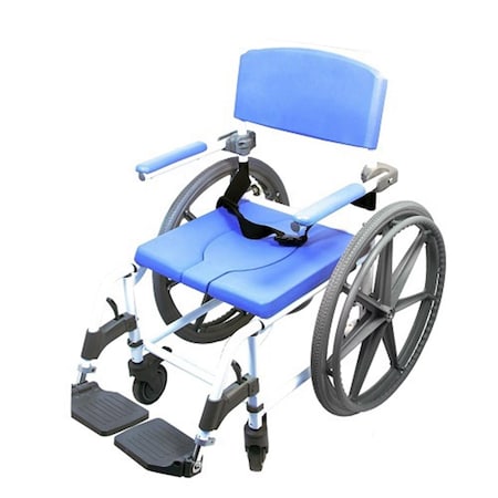Healthline Aluminum Shower Commode Chair, 22 in. Seat with 24 in. Wheels 791154430200