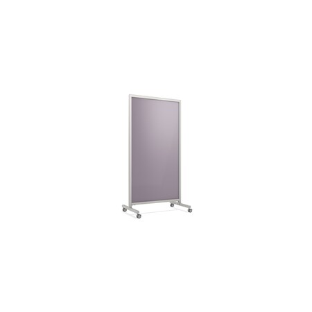 Ghent EZ Mobile Glassboard, Aluminum Frame, Non-Magnetic, 75''H x 38''W, Grape EZ1NA7538GP