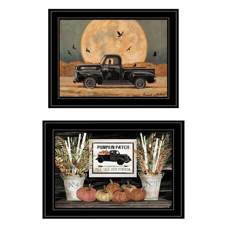 Homeroots Set Of Two Harvest Moon 2 Black Framed Print Kitchen Wall Art, 2PK 407062