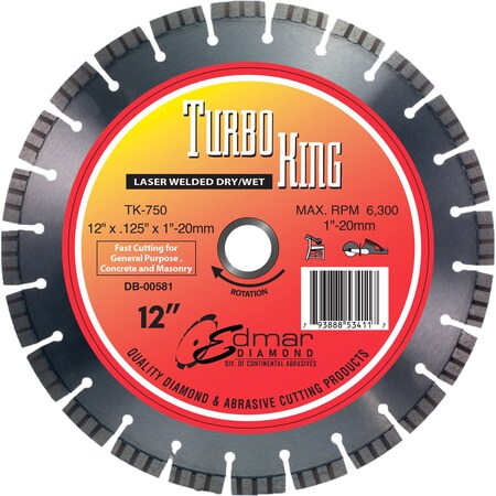 Continental Abrasives 14in x .125 x 20mm (turbo segmented) Diamond Saw Blade DB-00587