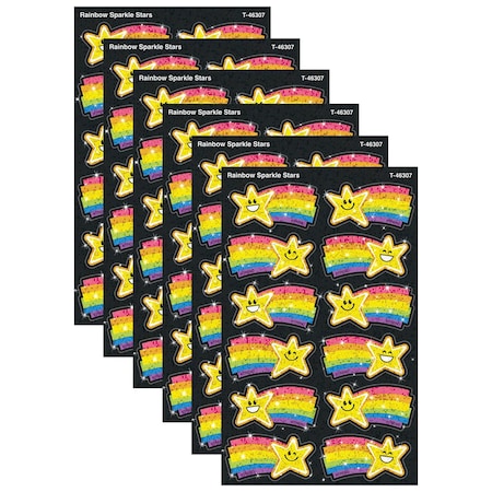 Trend Rainbow Stars Sparkle Stickers, 24-Piece Set, 6PK T46307