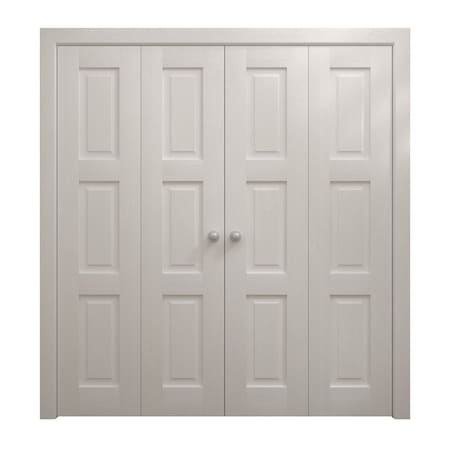 Sartodoors Sliding Closet Double Bi-fold Doors 96 x 96 inches, Ego 5010 Painted White Oak, Sturdy Tracks Mold EGO5010DBF-PWO-96x96 (4* 24x96)