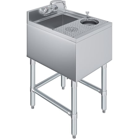 Amgood 22 in. x 18 in. Mixology Station - Underbar Hand Sink with Glass Rinser and Dipper Well UMS-2218-Z