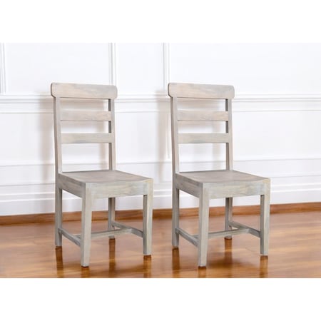 Homeroots Set of Two White Wood Ladder Back Dining Side Chairs 522051