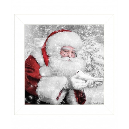 Homeroots Santas Little Friends 2 White Framed Print Wall Art 408085