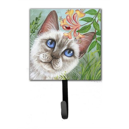 Carolines Treasures White Cat Saphire Eyes Leash or Key Holder JYJ0173SH4