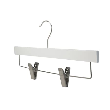 Nahanco 14in Low Gloss White Wooden SlimLine Pant/Skirt Hanger w/ Padded Clips, 50PK SL70114RC50