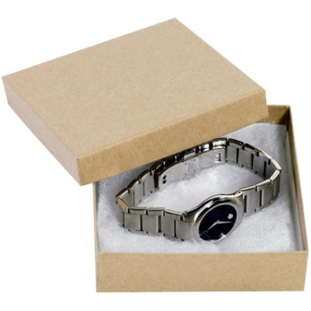 Partners Brand Jewelry Boxes, 3 1/2" x 3 1/2" x 1", Kraft, PK100 JB331K
